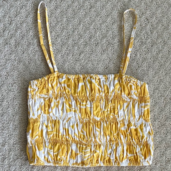 Faithfull The Brand El Marsa Floral Print Liya Crop Top Yellow/White 10 Feminine - Picture 4 of 13